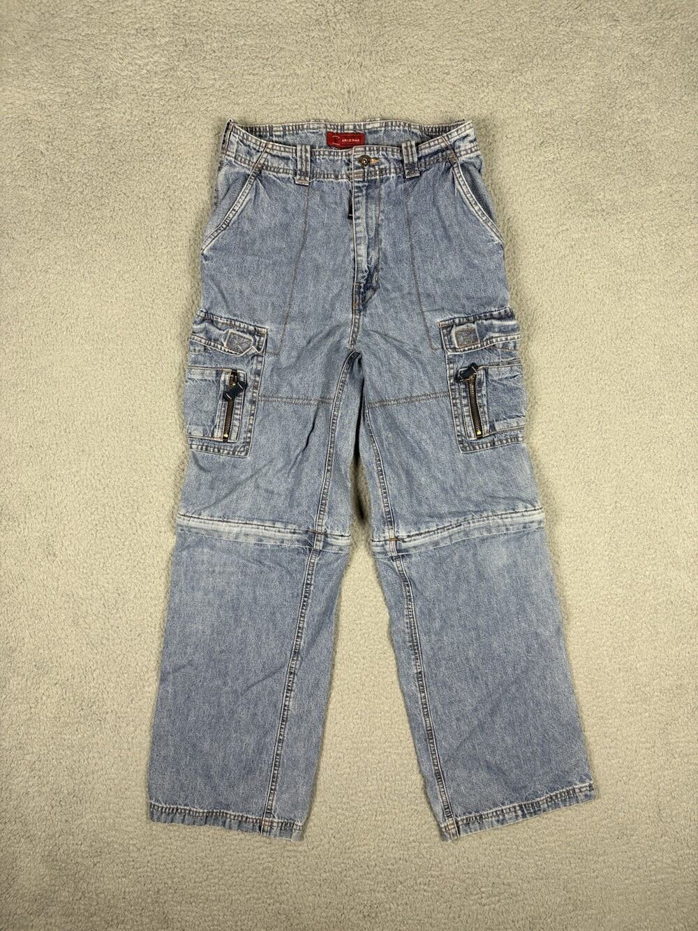 Vtg Y2K Arizona Jeans Co Baggy Cargo Pants Boys 18 Grunge Skater Streetwear